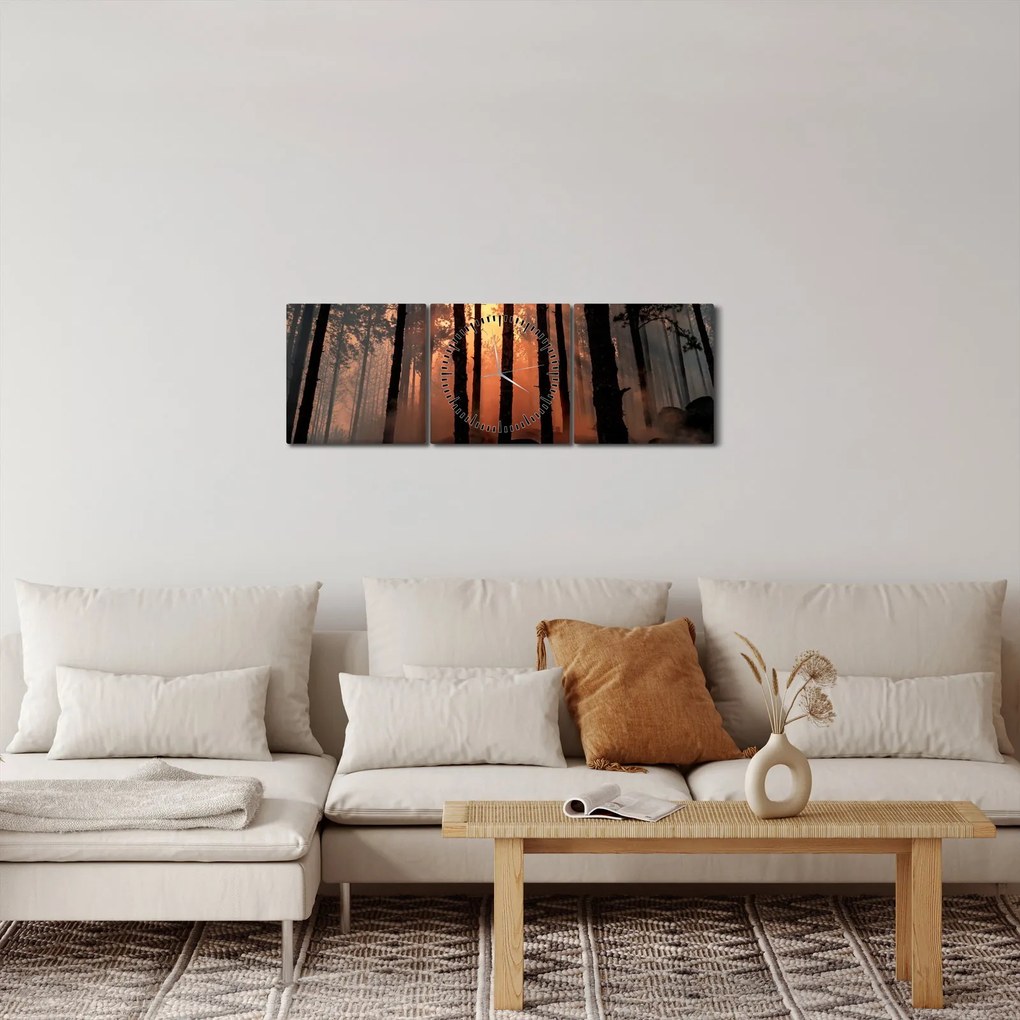 Tablou cu pădure întunecată (cu ceas) (90x30 cm)