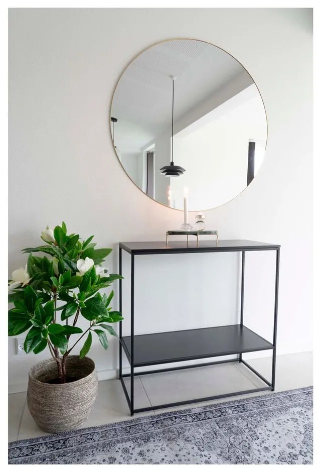 Masă consolă neagră cu blat negru 80x36 cm Vita – House Nordic