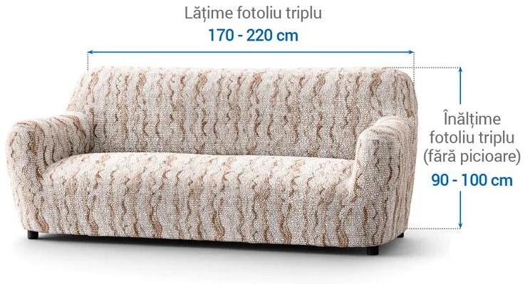 Huse bielastice OCEANO NOU bej fotoliu triplu (l. 170 - 220 cm)