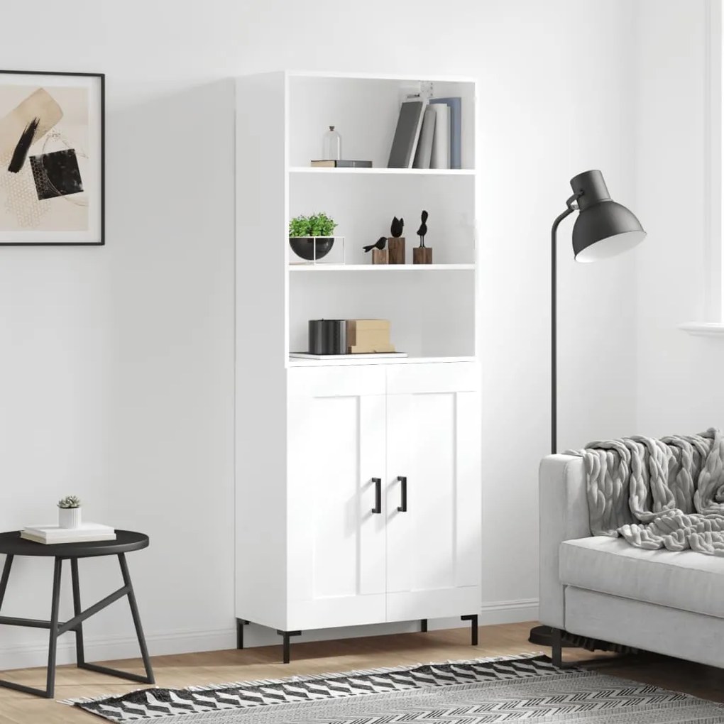 3189959 vidaXL Dulap înalt, alb extralucios, 69,5x34x180 cm, lemn compozit