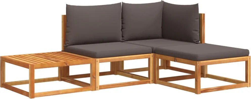 vidaXL Set canapele de grădină cu 4 piese și perne, lemn de salcâm și ratan
