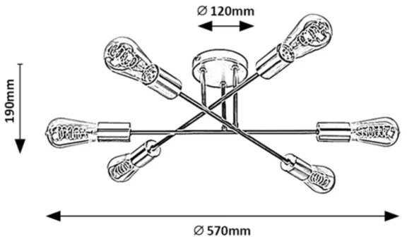 Lustră aplicată BRANWEN 6xE27/25W/230V Rabalux 71026
