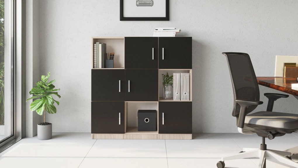 Dulap Vincent 7 (stejar + negru). 1072636
