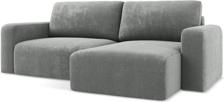 Colțar gri extensibil/cu spațiu de depozitare cu tapițerie din chenille (cu colț pe partea dreaptă/cu șezlong) Kona – Makamii