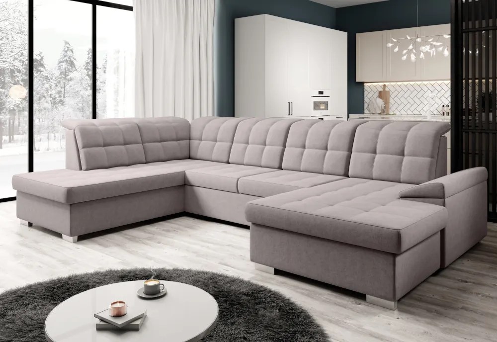 Canapea extensibilă, gri-bej Taupe, stânga, OREO U