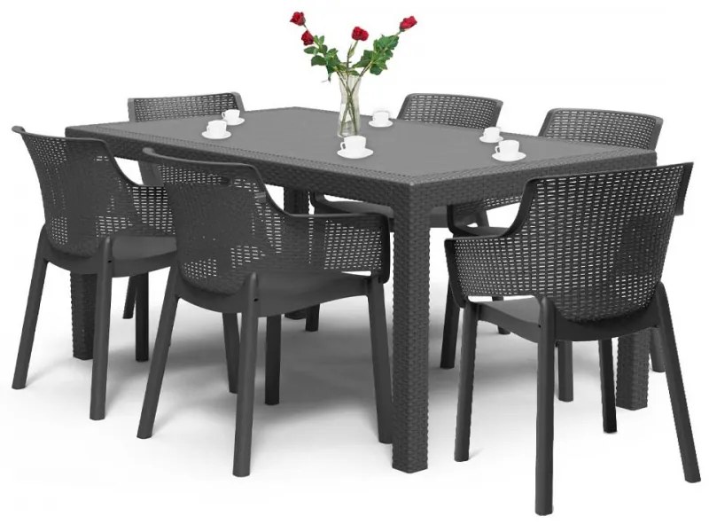 Set mobilier de grădină Evody 6+1, grafit