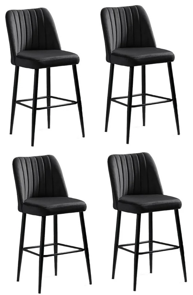 Set de scaune de bar Vento Black and Black, 4 buc., 4 buc