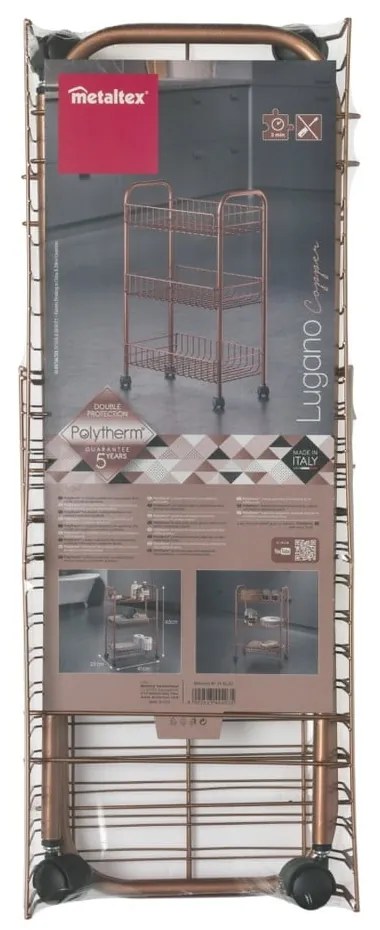 Organizator mobil cu 3 rafturi Metaltex, arămiu
