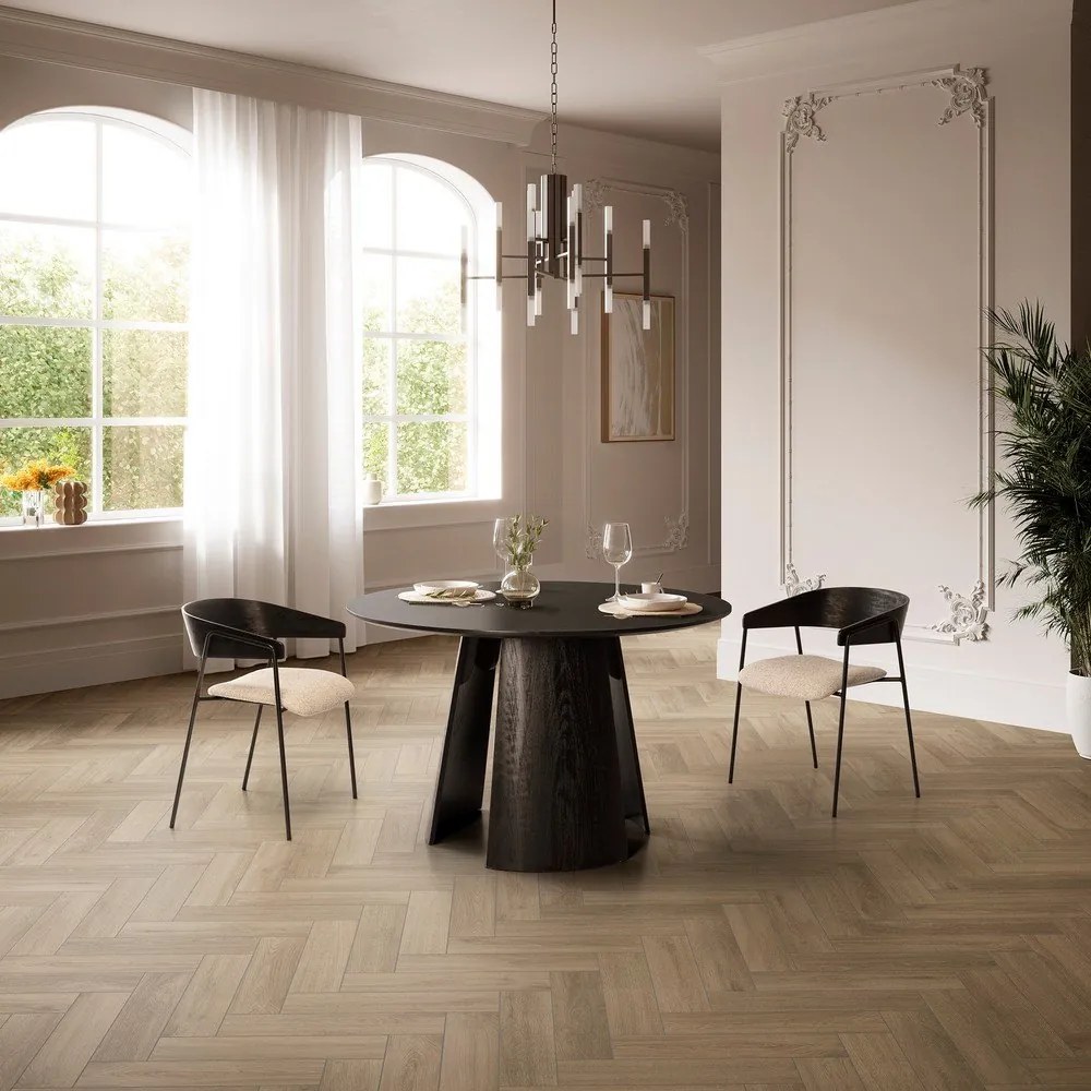 Masă de dining rotundă cu blat negru ø 120 cm Zuri – MOME