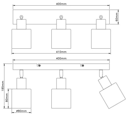 Globo 54114-3 - Spot TRENT, 3 x E14, 25 W, 230 V