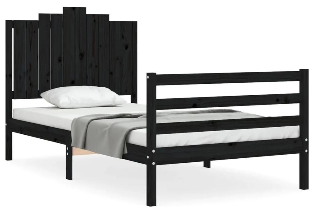 3194175 vidaXL Cadru de pat cu tăblie, negru, 100x200 cm, lemn masiv
