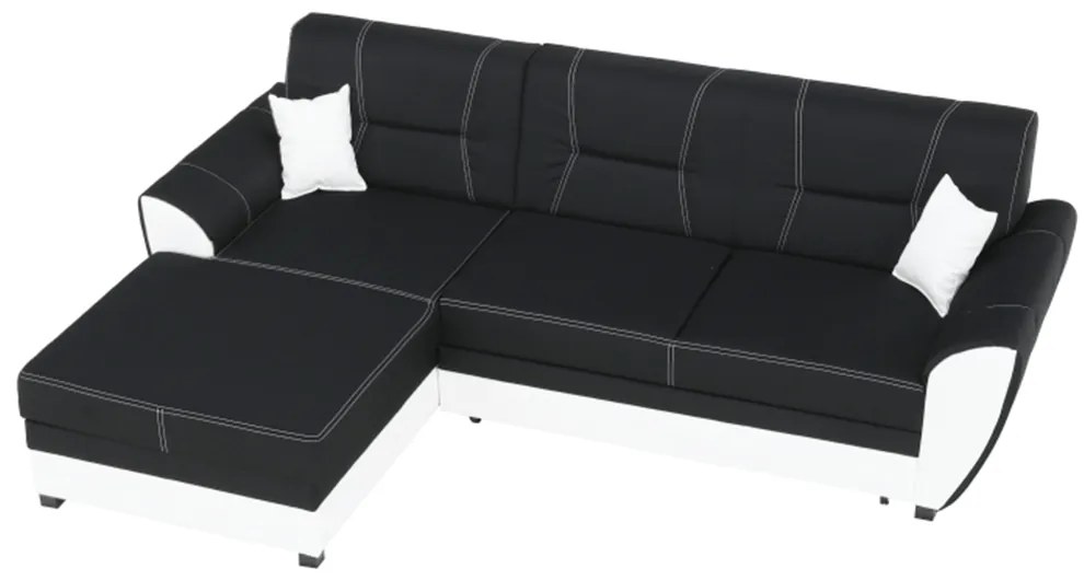Colţar, piele ecologică albă/material textil negru, model stânga, MARUTI