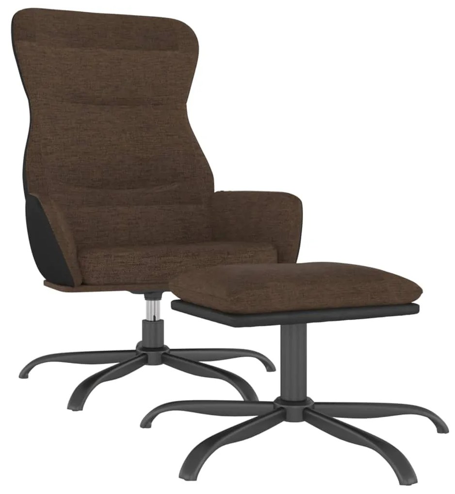 3097461 vidaXL Scaun de relaxare cu taburet, maro, textil
