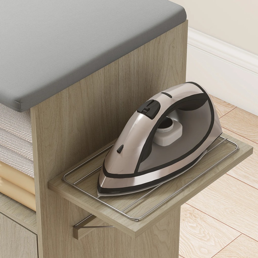 HOMCOM Dulap Masa Calcat – 3 Rafturi, Blat Burete &amp; Ghidaj Rufe | Aosom Romania