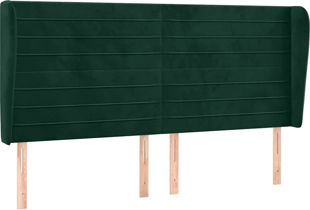 vidaXL Tăblie pat cu aripioare verde închis 163x23x118/128 cm catifea