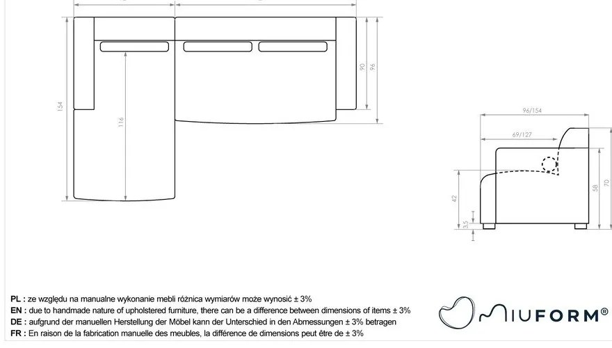 Colțar bej (cu colț pe partea stângă ) Flex Felix – Miuform