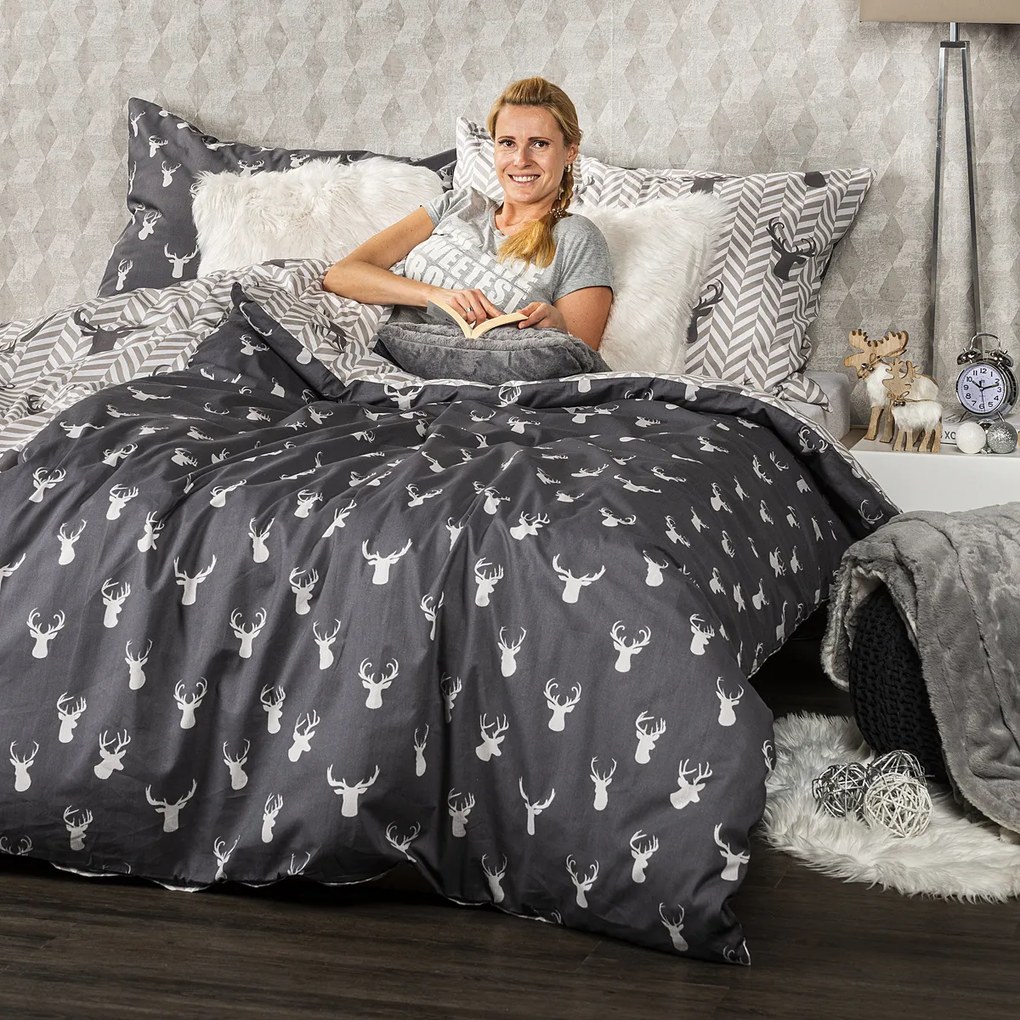Lenjerie de pat din bumbac 4Home Reindeer, 140 x 220 cm, 70 x 90 cm, 140 x 220 cm, 70 x 90 cm