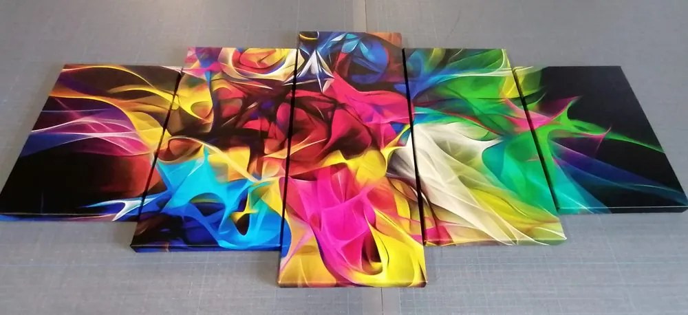 Tablou 5-piese haos colorat abstract