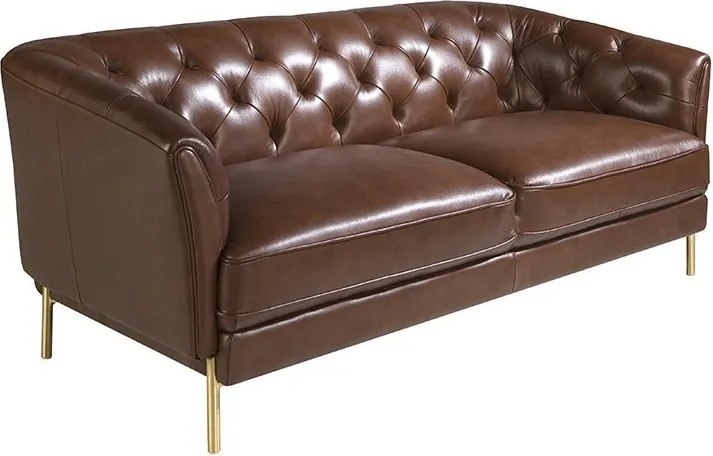 Canapea 2 locuri din piele naturala capitonata Cowhide leather brown