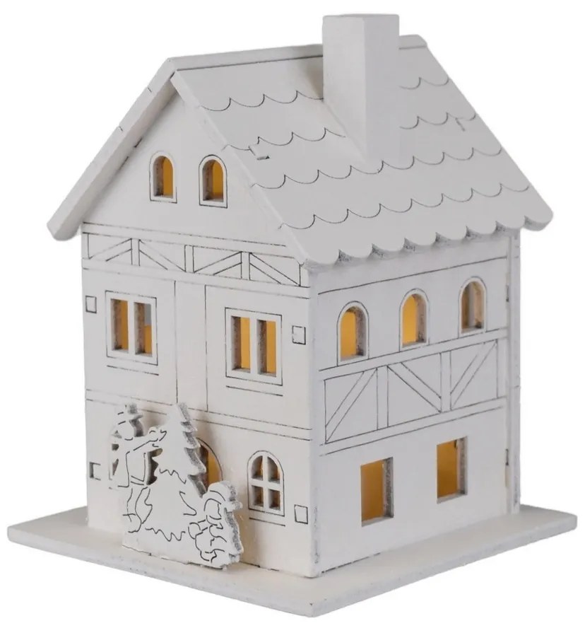 Decorațiuni luminoase de Crăciun Casă din lemn, 8x 10 x 8 cm, LED