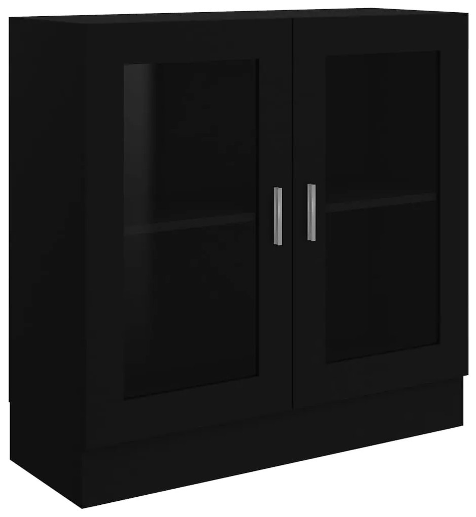 802742 vidaXL Dulap cu vitrină, negru, 82,5x30,5x80 cm, lemn prelucrat