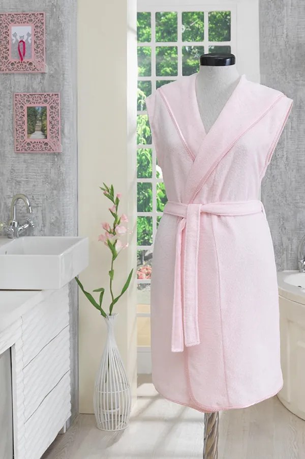 Halat scurt de damă DURU, cu glugă M Roz / Pink