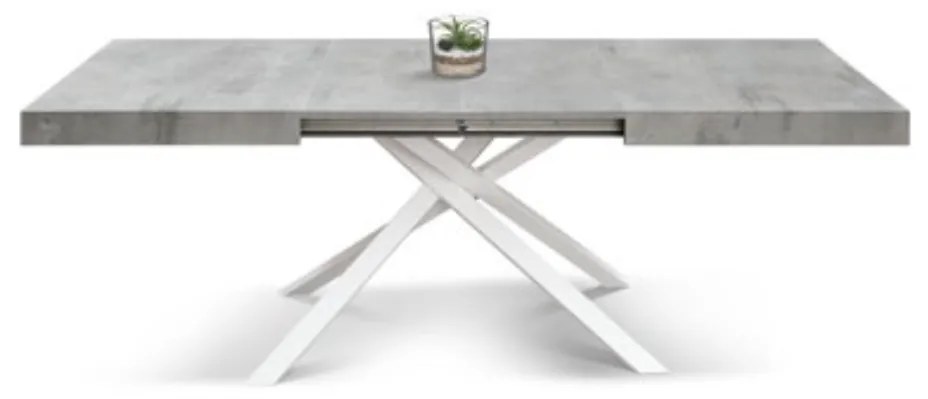Masă Tifany extensibilă BLAT GRI CIMENT - 160 cm / 90 cm / h 77 - ALB