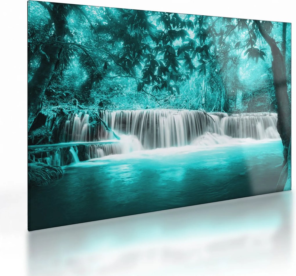 Tablou pe sticlă - Cascada albastră (70x50 cm)