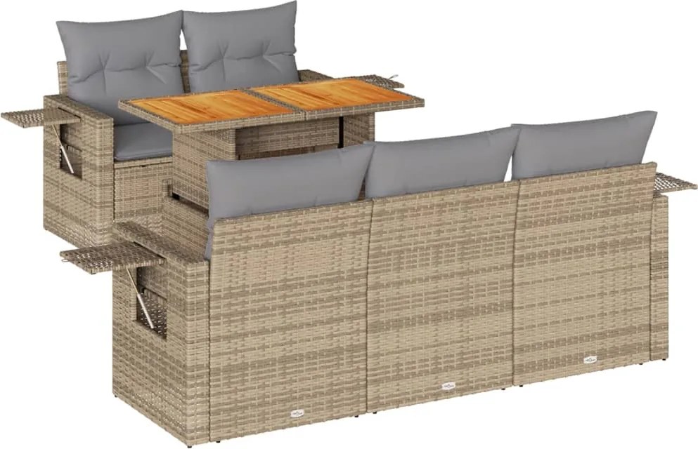 vidaXL Set canapele de grădină cu perne, 6 piese, bej, poliratan