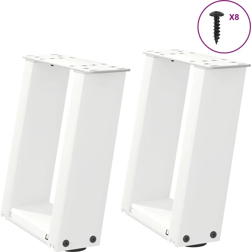 vidaXL Picioare pentru măsuță de cafea în formă de U, 2 buc., alb, 30x(30-31) cm, oțel