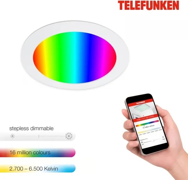 Telefunken 309406TF - Corp de iluminat încastrat LED RGBW dimerizabil FRAME LED/12W/230V, alb