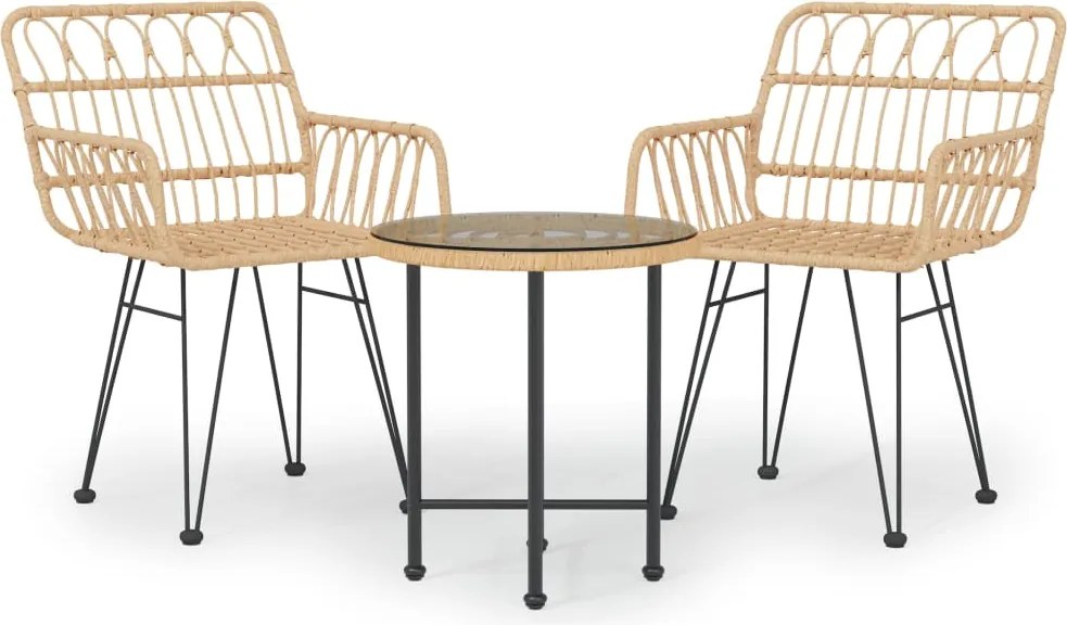 vidaXL Set mobilier de grădină, 3 piese, poliratan