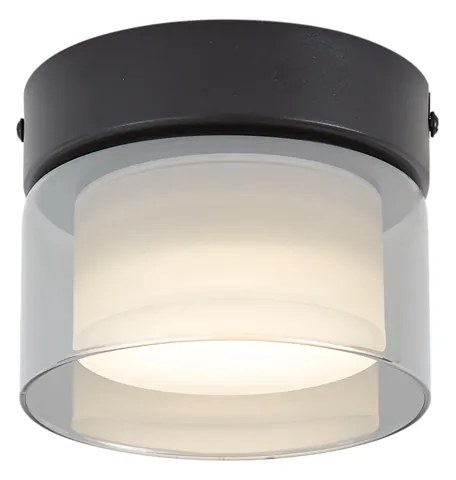 Plafonieră modernă neagră cu sticlă fumurie - Puck