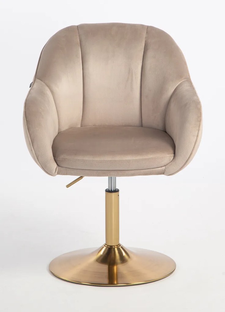 HR2055N Scaun Latte din Catifea cu Bază Aurie