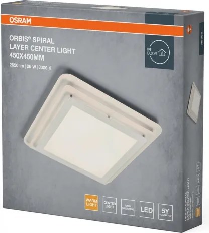 Osram - Plafonieră ORBIS SPIRAL LED, 26W, 230V, 45x45 cm, alb
