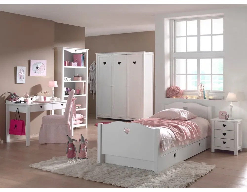 Bibliotecă Vipack Amori, înălțime 190 cm, alb