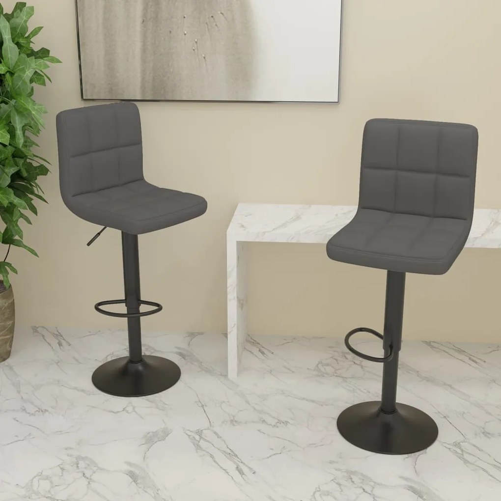 vidaXL Scaune de bar, 2 buc., gri închis, material textil