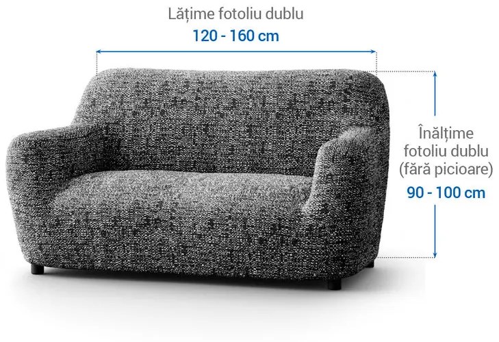 Huse bielastice GLORIA gri fotoliu dublu (l. 120 - 160 cm)