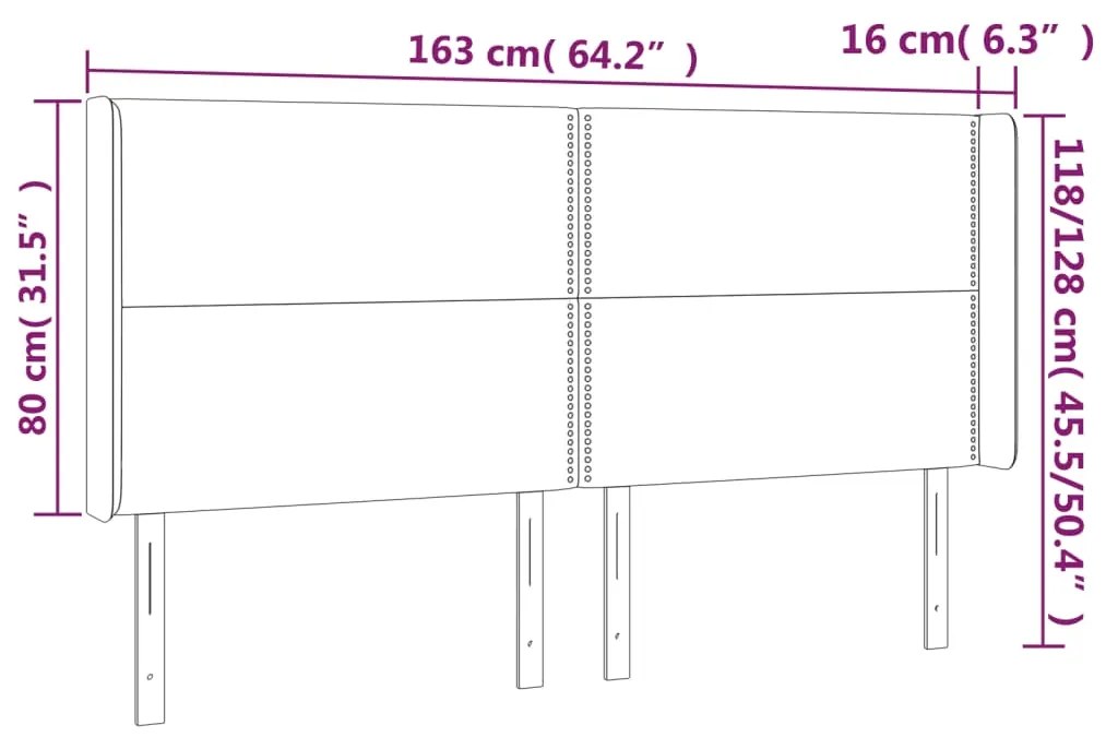 Tablie de pat cu LED, negru, 163x16x118 128 cm, catifea 1, Negru, 163 x 16 x 118 128 cm