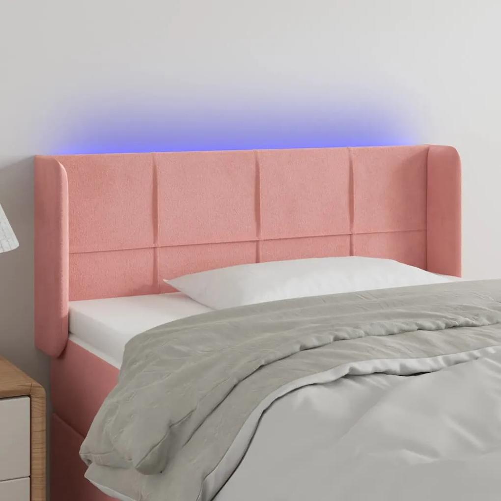 3123271 vidaXL Tăblie de pat cu LED, roz, 83x16x78/88 cm, catifea