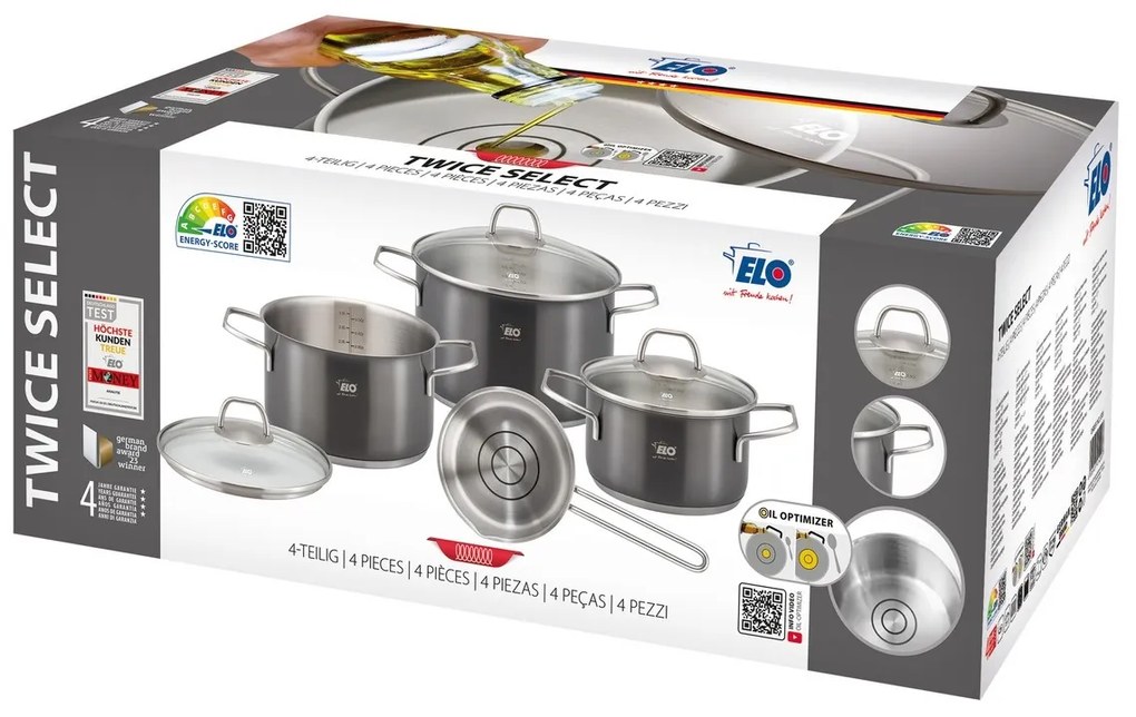 Elo 41400 Set de 4 oale din oțel inoxidabil TwiceSelect