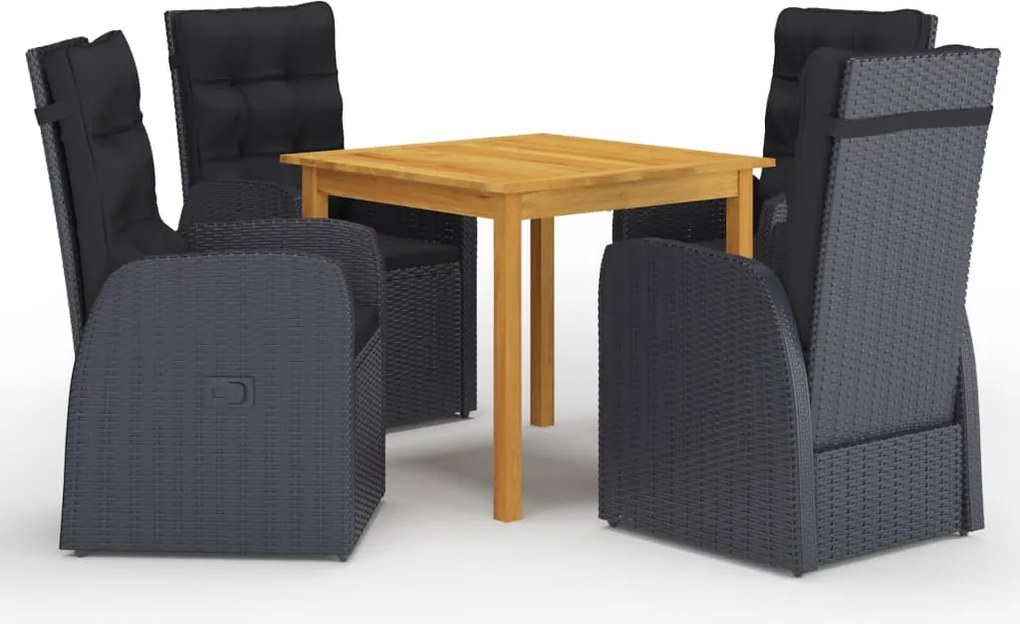 vidaXL Set de masă pentru grădină, 5 piese, negru