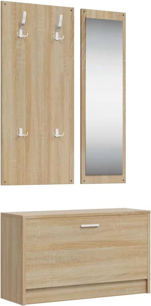 vidaXL Set pantofi 3 în 1, lemn stratificat, stejar Sonoma