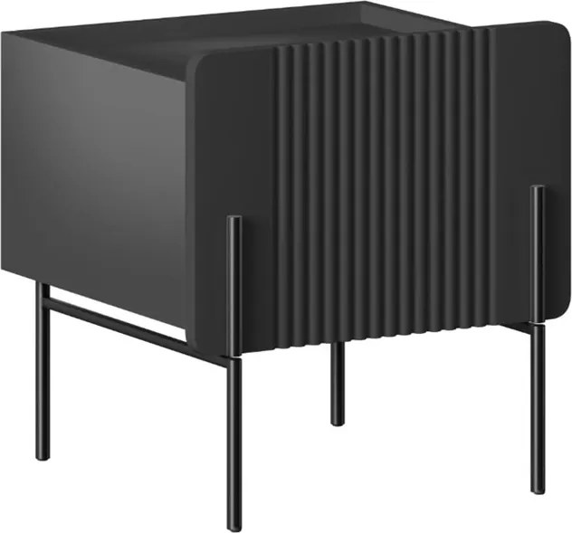 Noptieră Malmi 45 cm cu sertar - negru mat / picioare negre