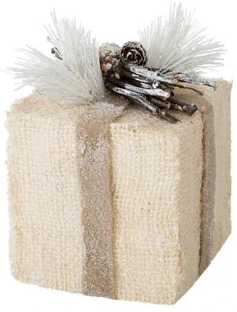 Decoratiune de Craciun Box Crem / Maro, L12xl10xH15 cm