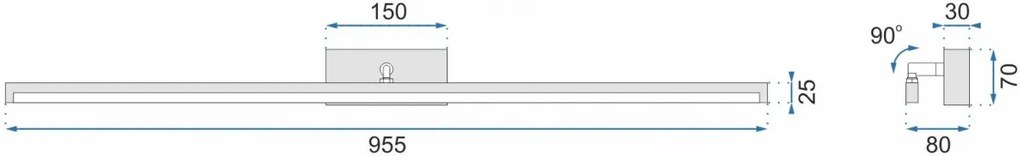 Aplica LED pentru oglinda 20W 100CM APP376-1W alba