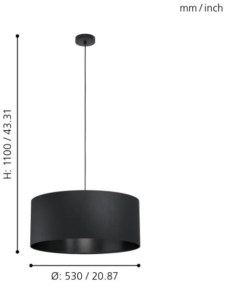 Eglo 99043 - Lustră pe cablu MASERLO 1xE27/40W/230V