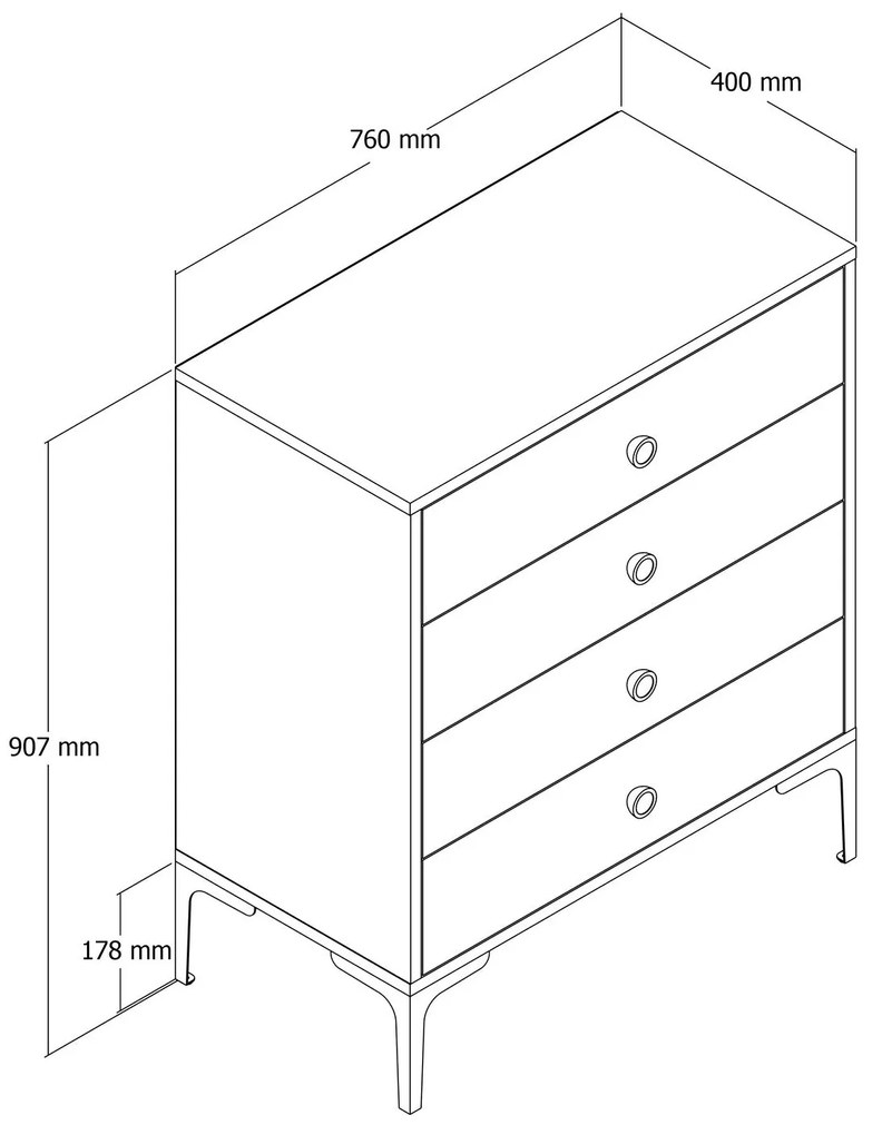 Cabinet Lizbon 541 - Walnut, Black