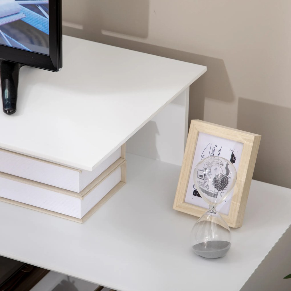 Comoda HOMCOM pentru TV de 32"-55" cu rafturi deschise din MDF pentru living si dormitor, 120x40x60cm, Alb | Aosom RO