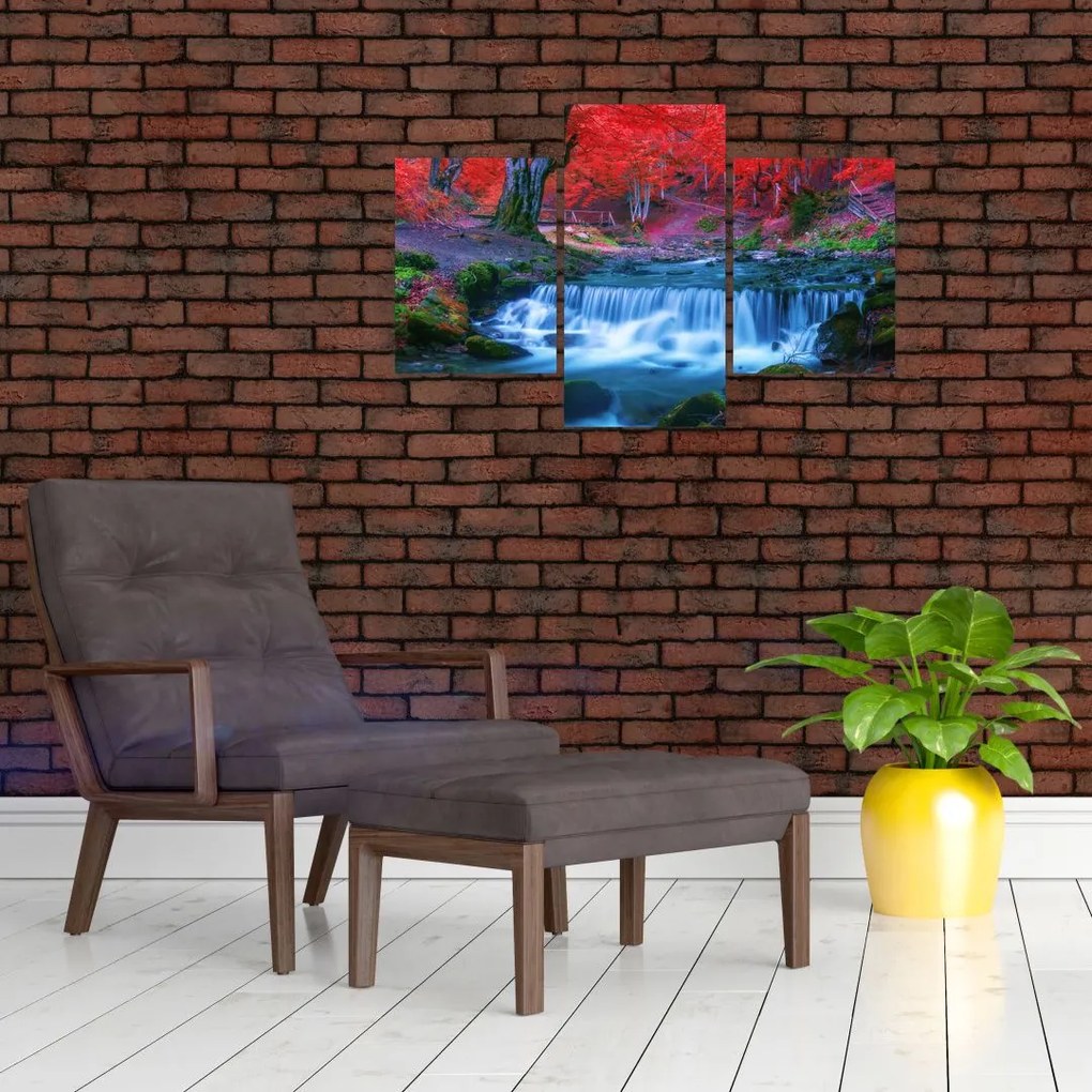 Tablou - Cascada în pădurea roșie (90x60 cm)
